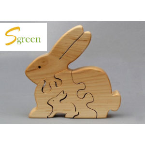 wooden big rabbit cover small rabbit by puzzle block